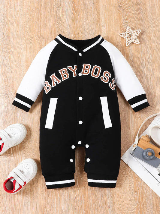 Baby Boss Varsity Romper – Stylish One-Piece Outfit for Infants