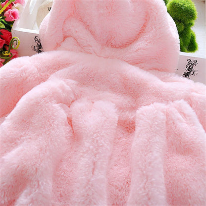 New cape girl autumn and winter wool sweater shawl baby ear fleece jacket cape